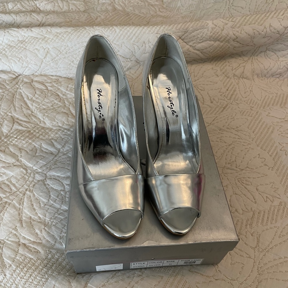 Silver heels size 9